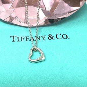 Authentic Tiffany & CO. Elsa Peretti Mini Open Heart  Necklace.